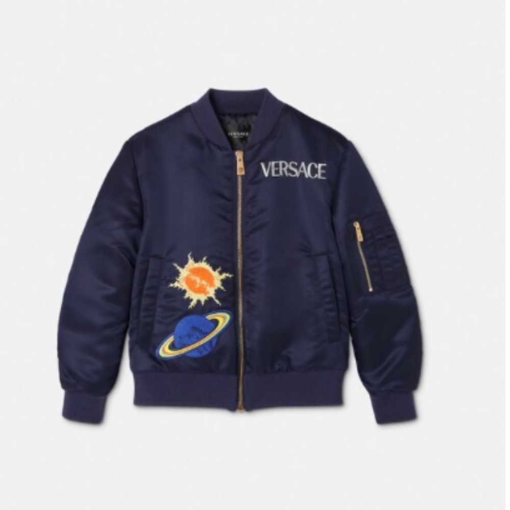 Versace Dark Blue Bomber with Celestial Embroidery
